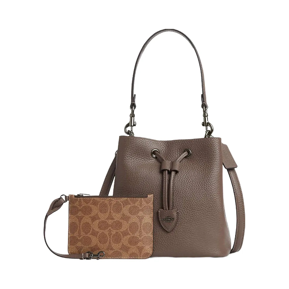 Coach Rowan Bucket Bag Pebbled Leather-Qb-Dark Stone