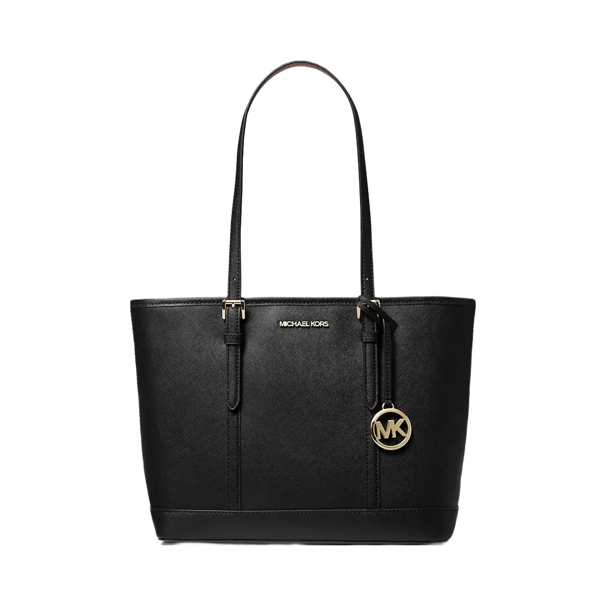Michael Kors Jet Set Travel Small Saffiano Leather Top-Zip Tote Bag Black