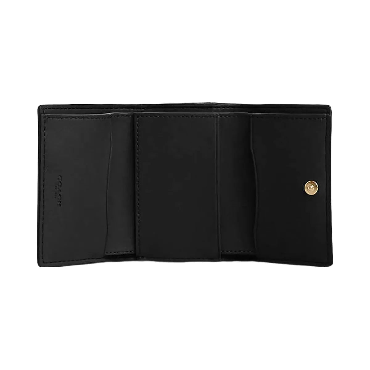 Coach Micro Wallet In Signature Canvas Signature Canvas-Gold-Walnut-Black