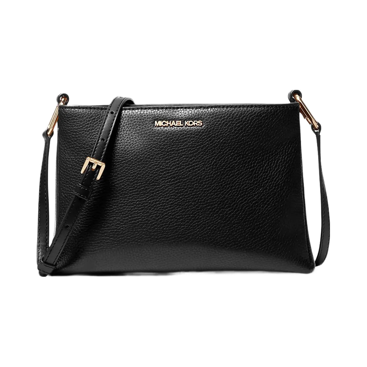Michael Kors Trisha Medium Pebbled Leather Crossbody Bag Black
