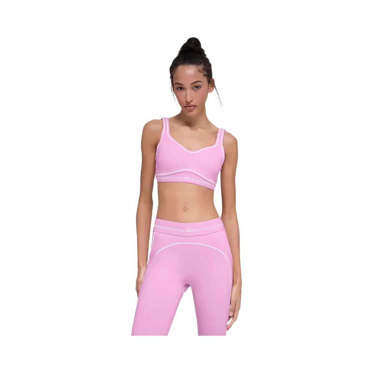 Alo Women's Airbrush Heart Throb Bra - Candy Heart Pink/White