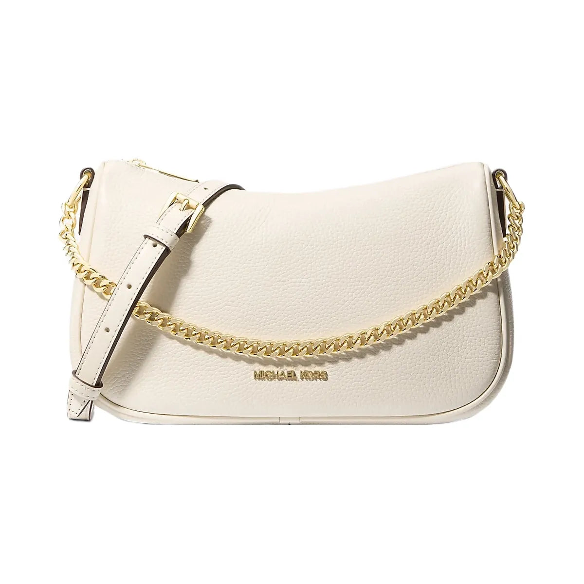 Michael Kors Carmela Medium Pebbled Leather Convertible Crossbody Bag Lt Cream