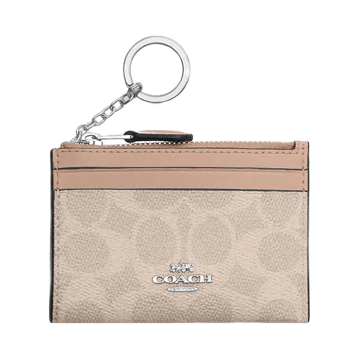 Coach Mini Skinny Id Case In Signature Canvas Signature Canvas-Silver-Sand-Taupe