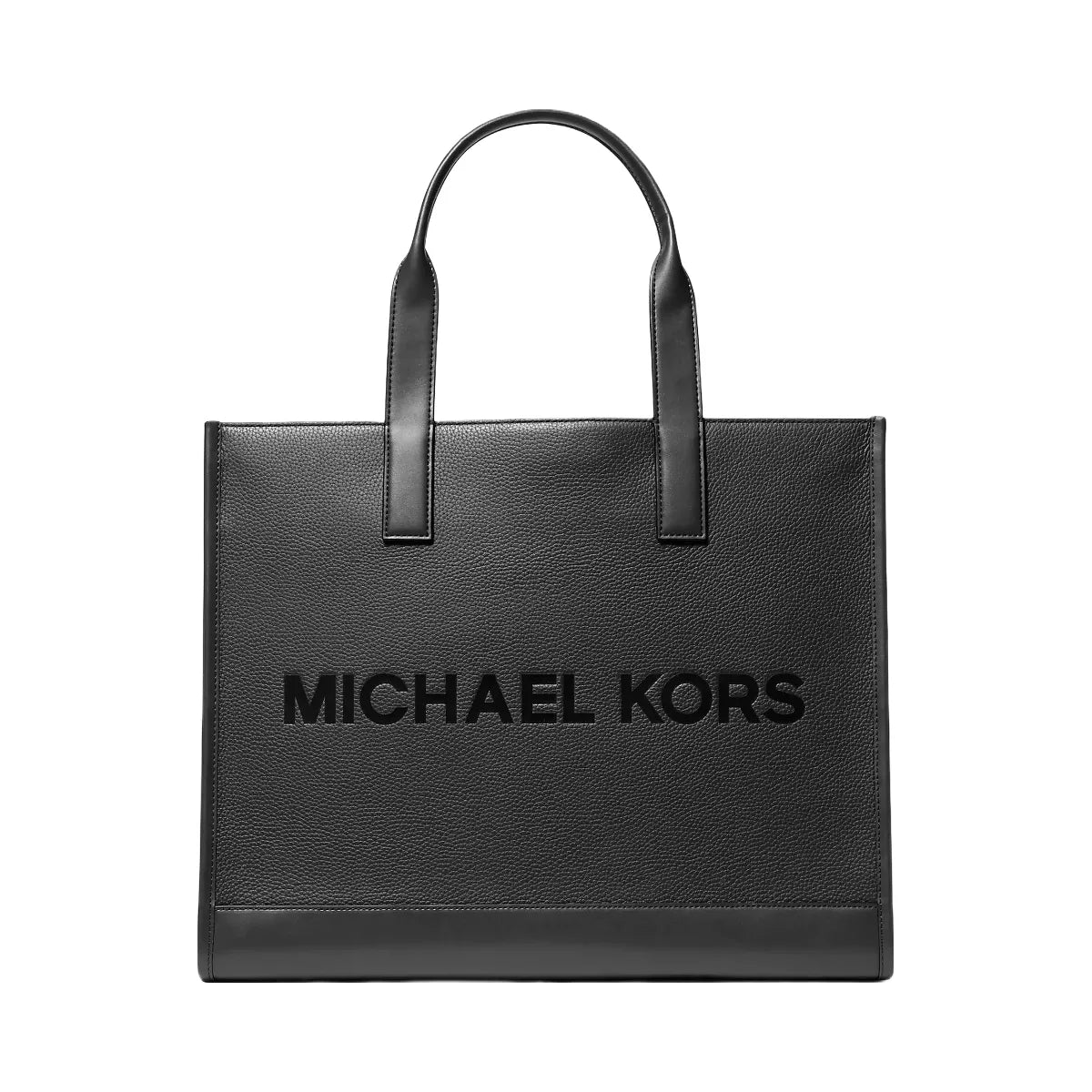 Michael Kors Cooper Logo Embossed Pebbled Leather Tote Bag Black