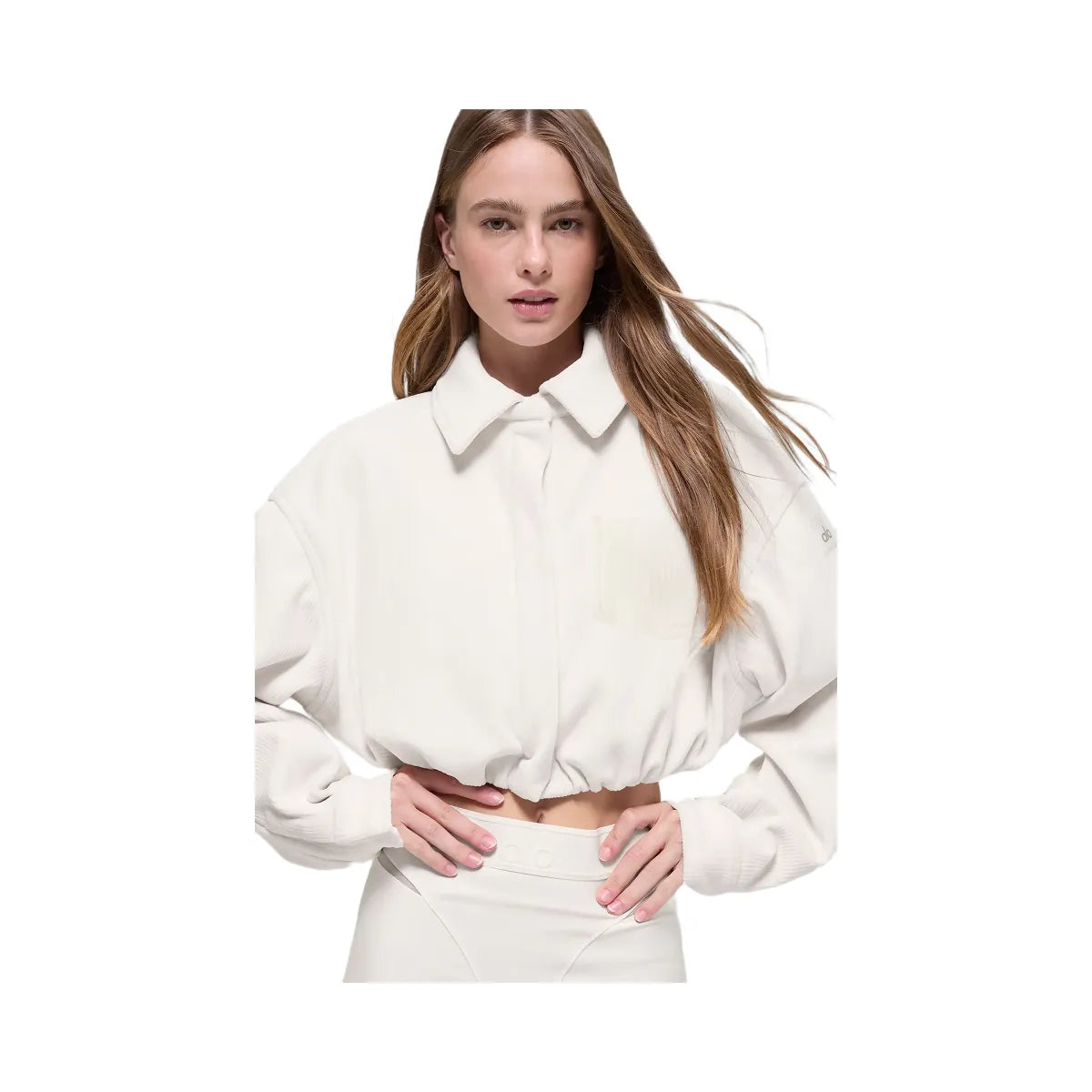 Alo Women's Ribbed Velour Cropped Mountain Side Jacket - Ivory