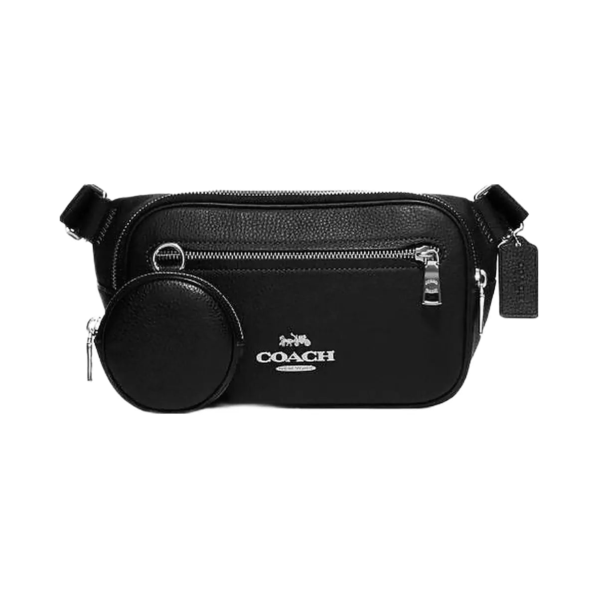 Coach Elias Belt Bag Pebbled Leather-Silver-Black