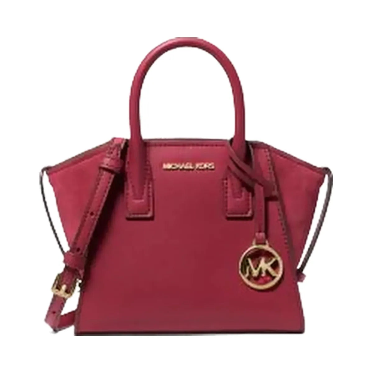 Michael Kors Avril Extra-Small Leather and Suede Satchel Cherry