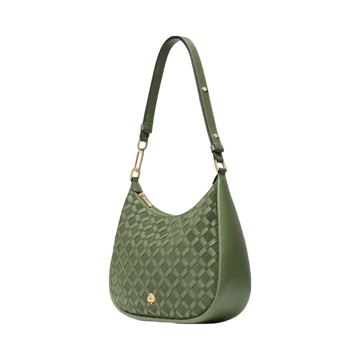 Kate Spade Kayla Woven Leather Large Shoulder Bag Cedar Stand