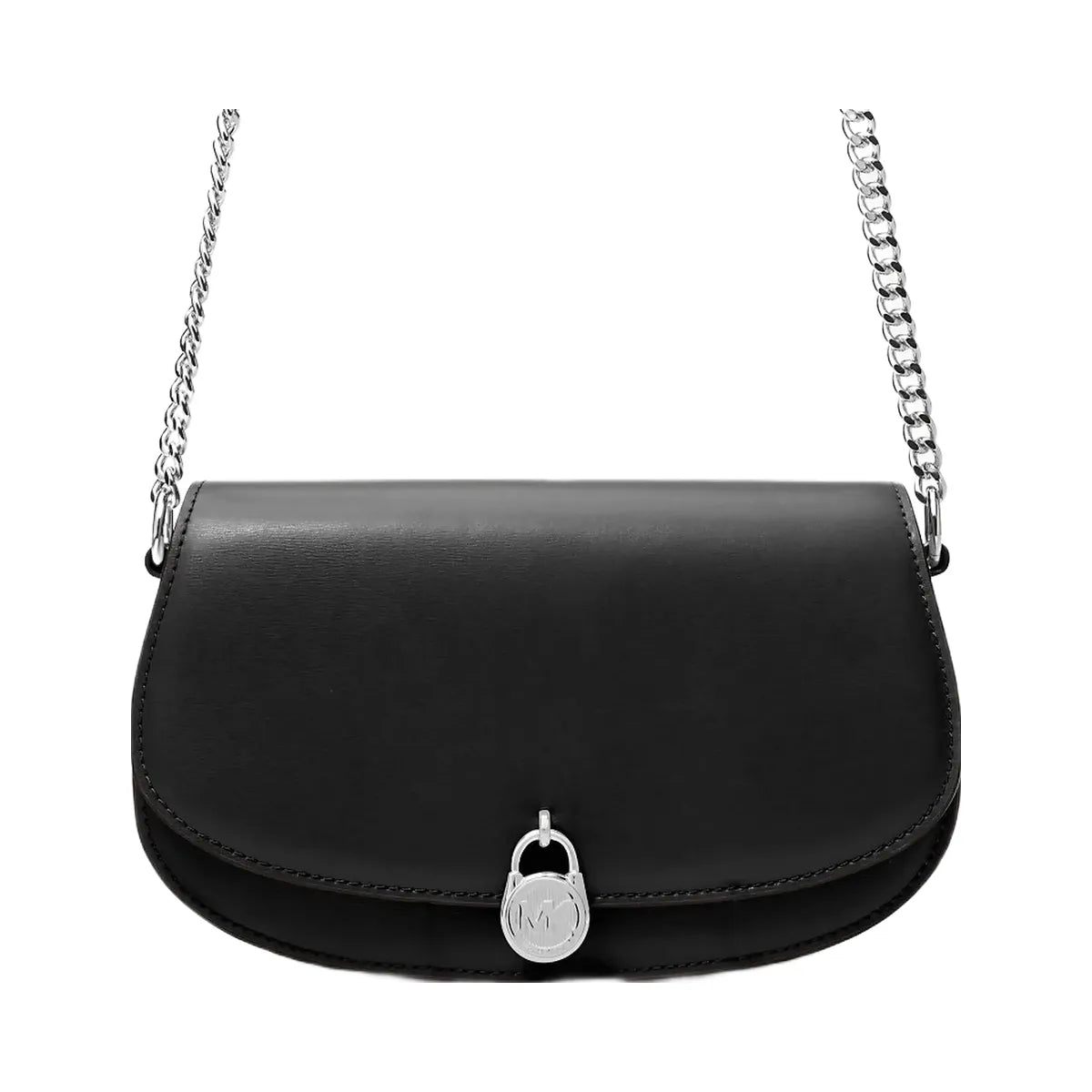 Michael Kors Mila Medium Leather Messenger Bag Black
