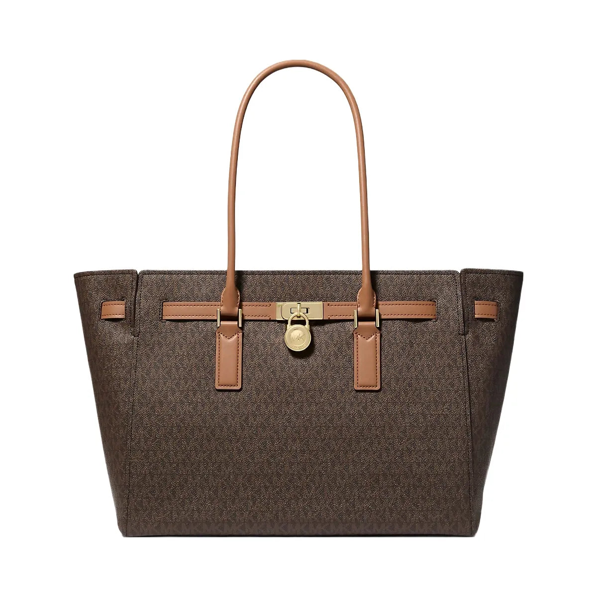 Michael Kors Hamilton Moderne Large Signature Logo Tote Bag Brn-Acorn