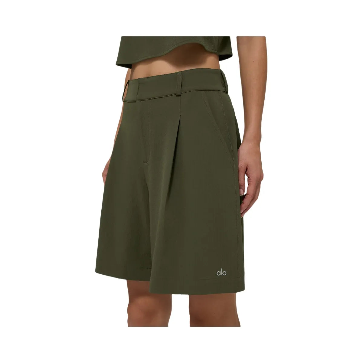 Alo Women's High-Waist Dreamscape Shorts - Green Olive