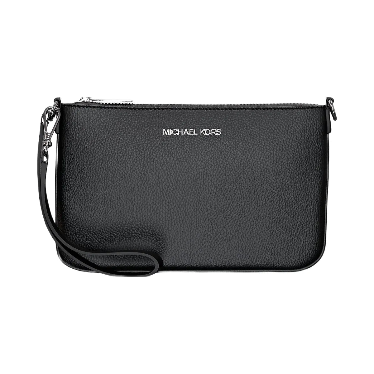 Michael Kors Jet Set Small Pebbled Leather Convertible Wristlet Black