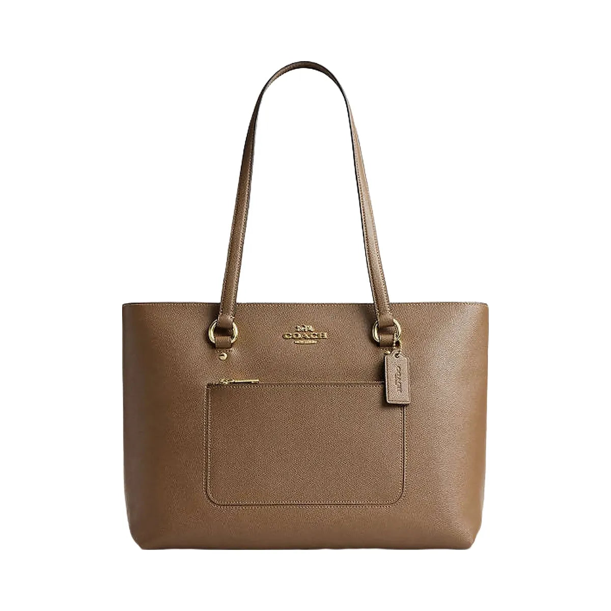 Coach Station Tote Bag Crossgrain Leather-Gold-Dark Stone