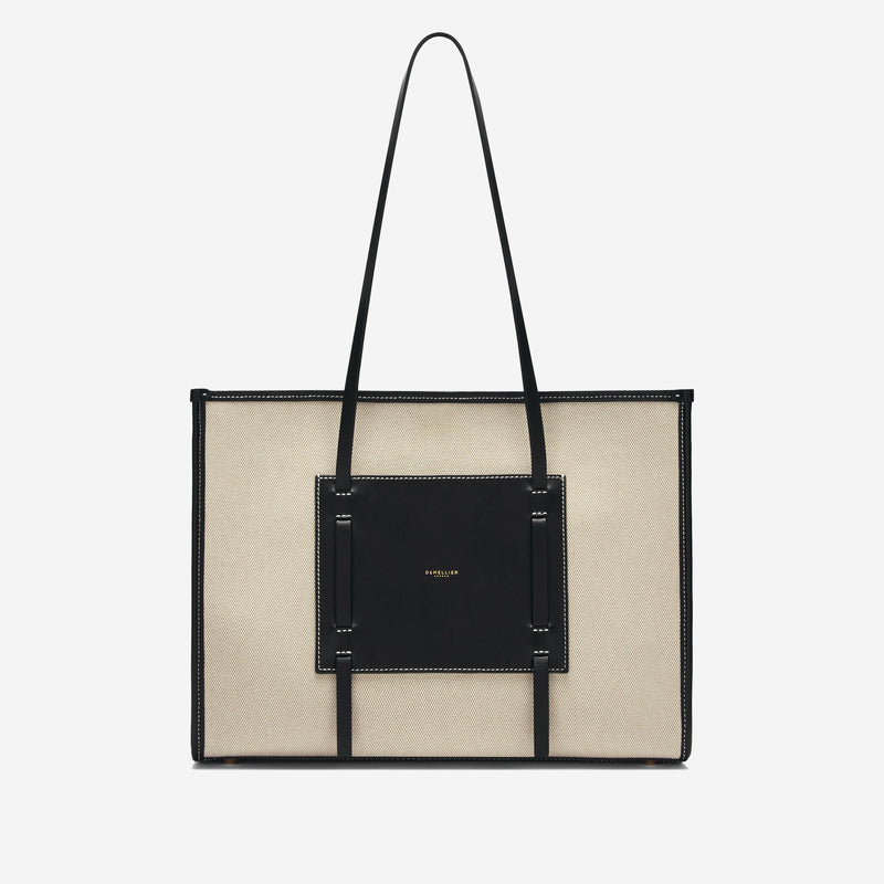 DeMellier The Capri salt & pepper canvas black smooth