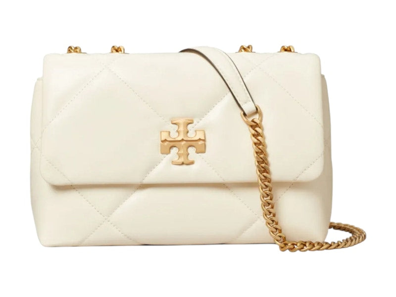 Tory Burch Kira Diamond Quilt Small Convertible Shoulder Bag Warm White