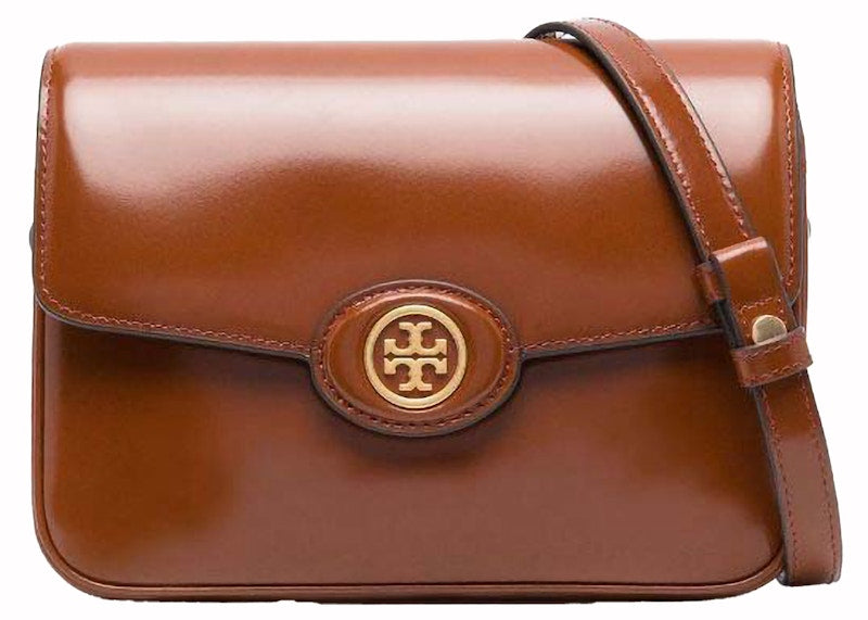 Tory Burch Robinson Spazzolato Shoulder Bag Dark Sienna