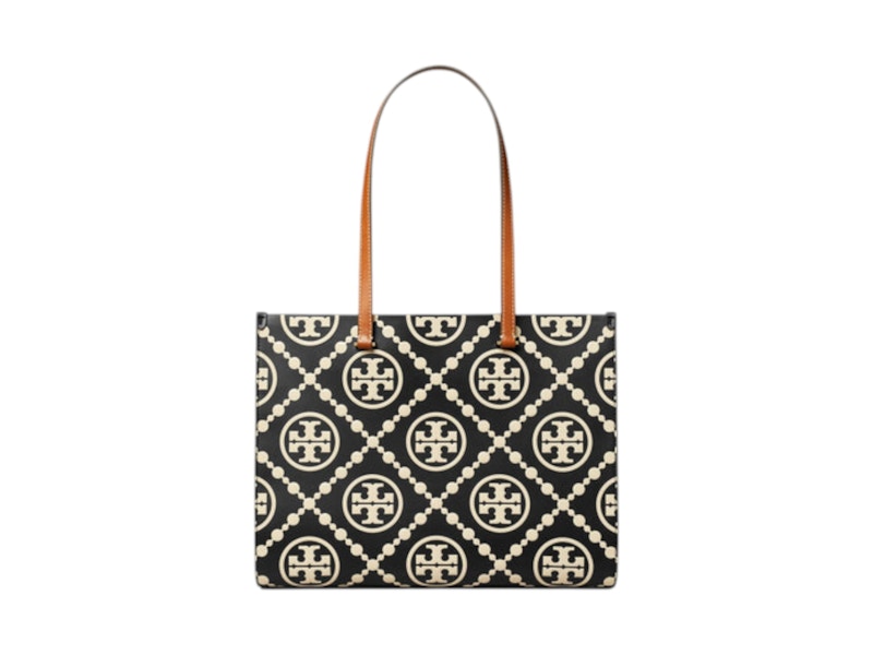 Tory Burch T Monogram Contrast Embossed Tote Black/White