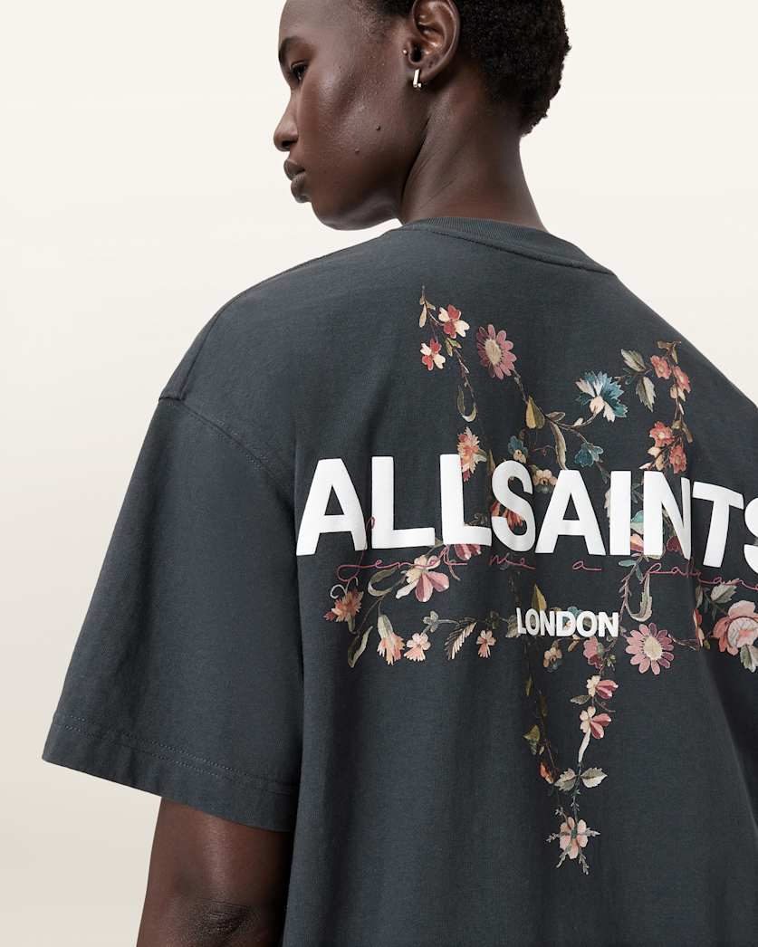AllSaints Pentacle Oversized Etta T Shirt Women's Washed Black Women's