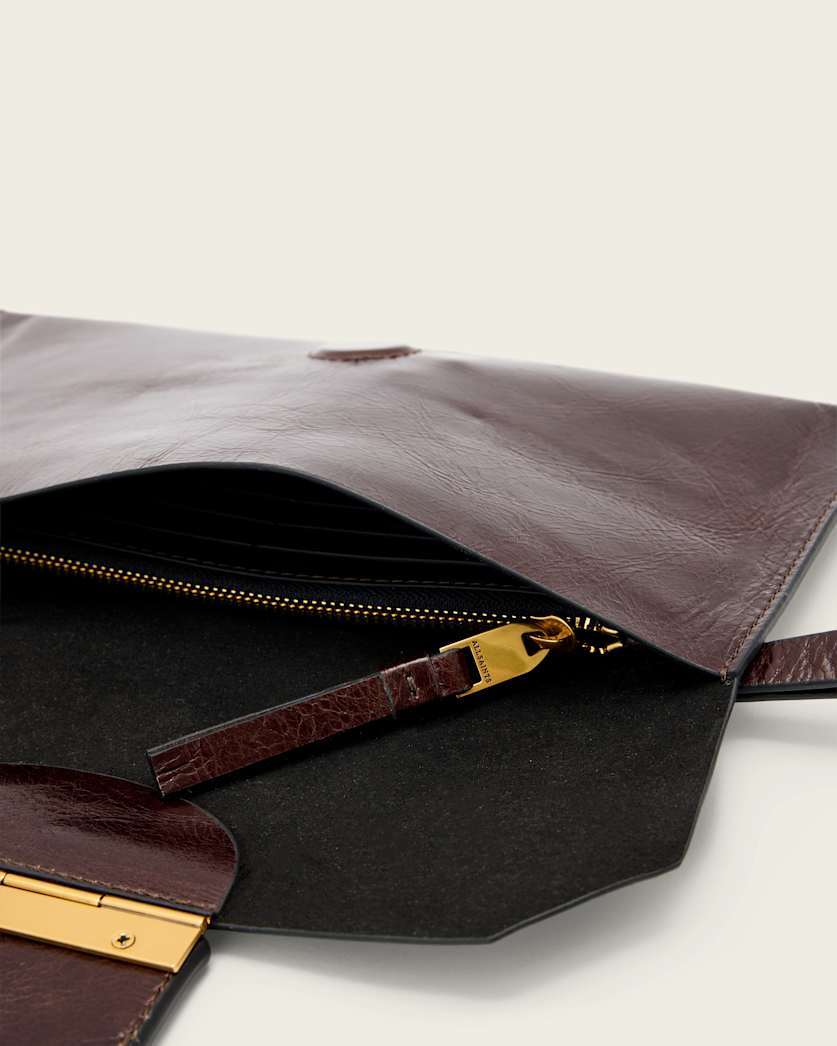 AllSaints Ursa Leather Coin Purse Women's Cognac Brown Women's