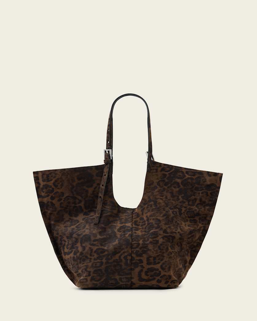 AllSaints Ara Leopard Print Tote Bag Women's Leopard Brown Women's