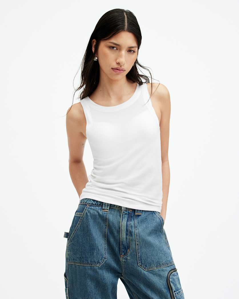 AllSaints Rina Crew Neck Sleeveless Tank Top Women's White Women's