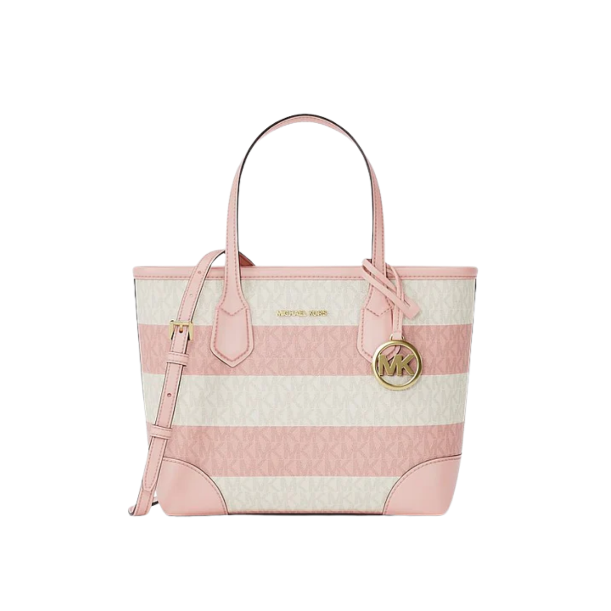 Michael Kors Eva Extra-Small Striped Signature Logo Convertible Tote Bag Powder Blush