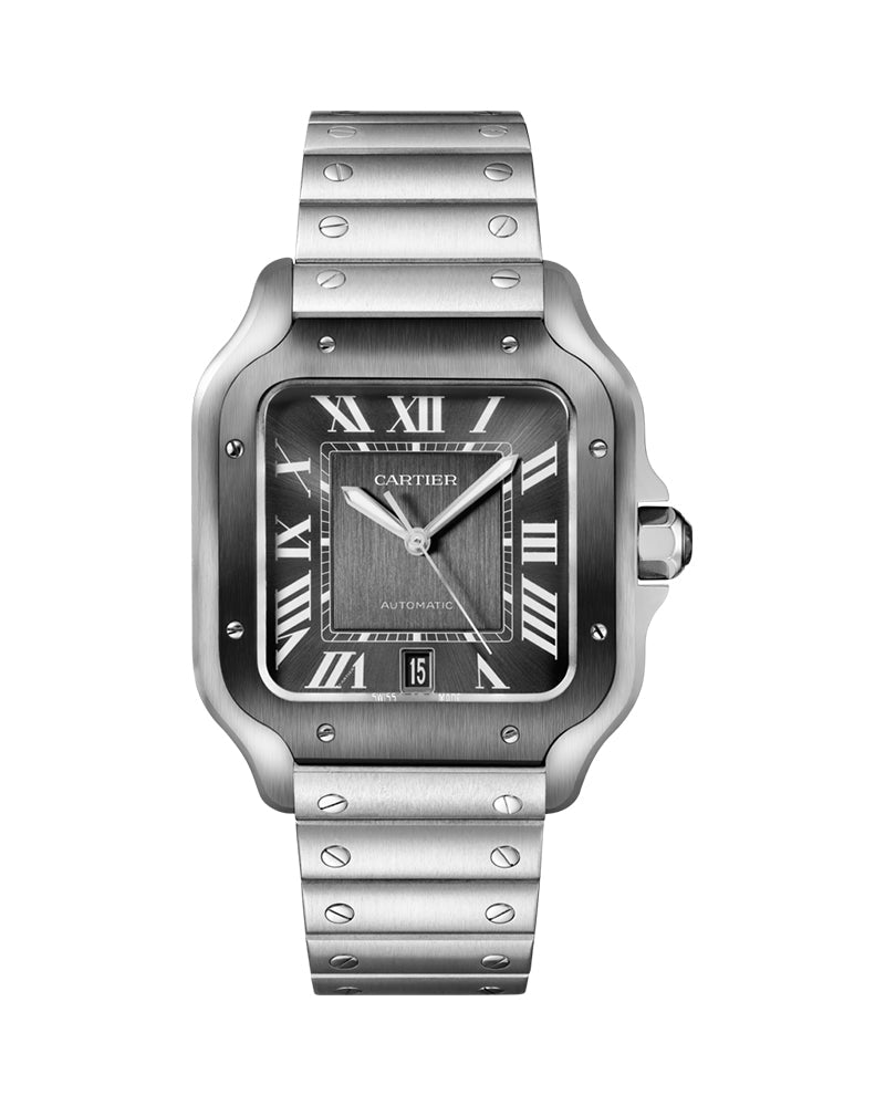 CARTIER SANTOS DE CARTIER, LARGE, AUTOMATIC, STEEL, ADLC, INTERCHANGEABLE METAL AND RUBBER BRACELETS