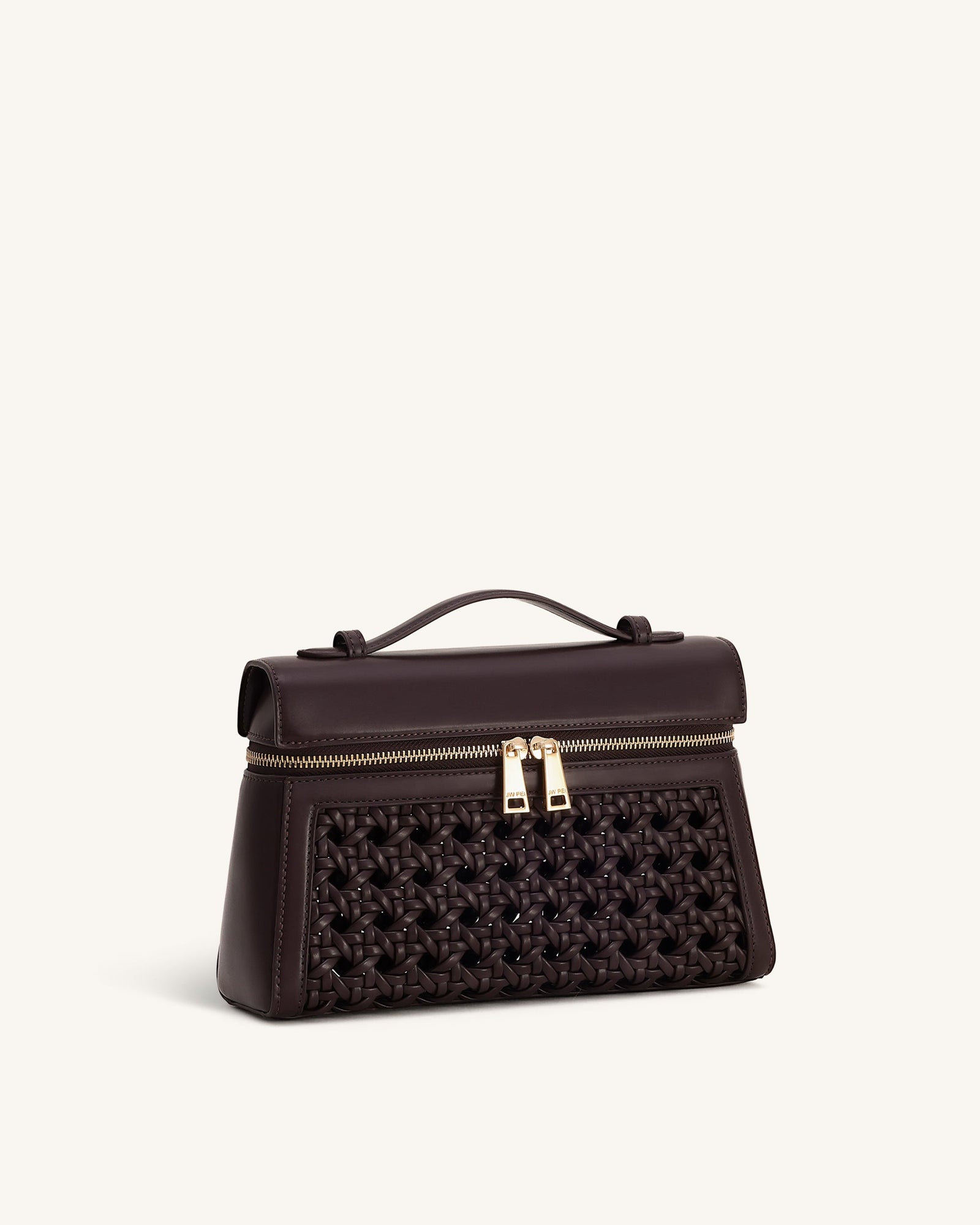 Thea Large Woven Top Handle Bag - Dark Red