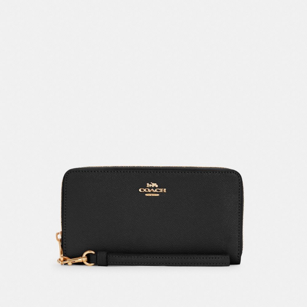 Coach Long Zip Around Wallet Gold Black