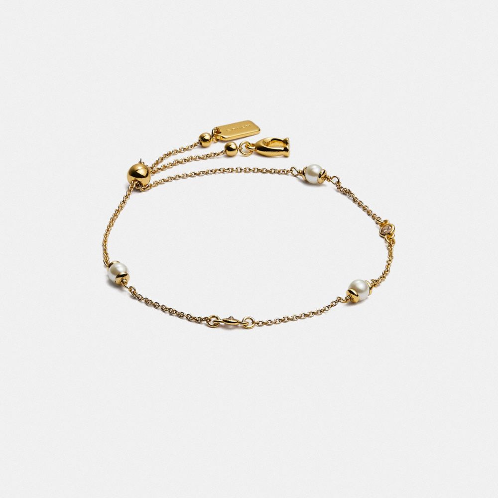 Coach Sculpted C Pearl Slider Bracelet Gold