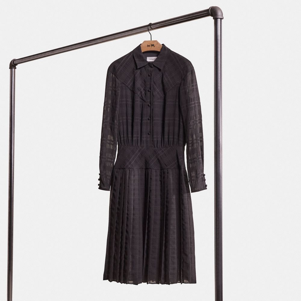 Restored Plaid Pleated Shirt Dress