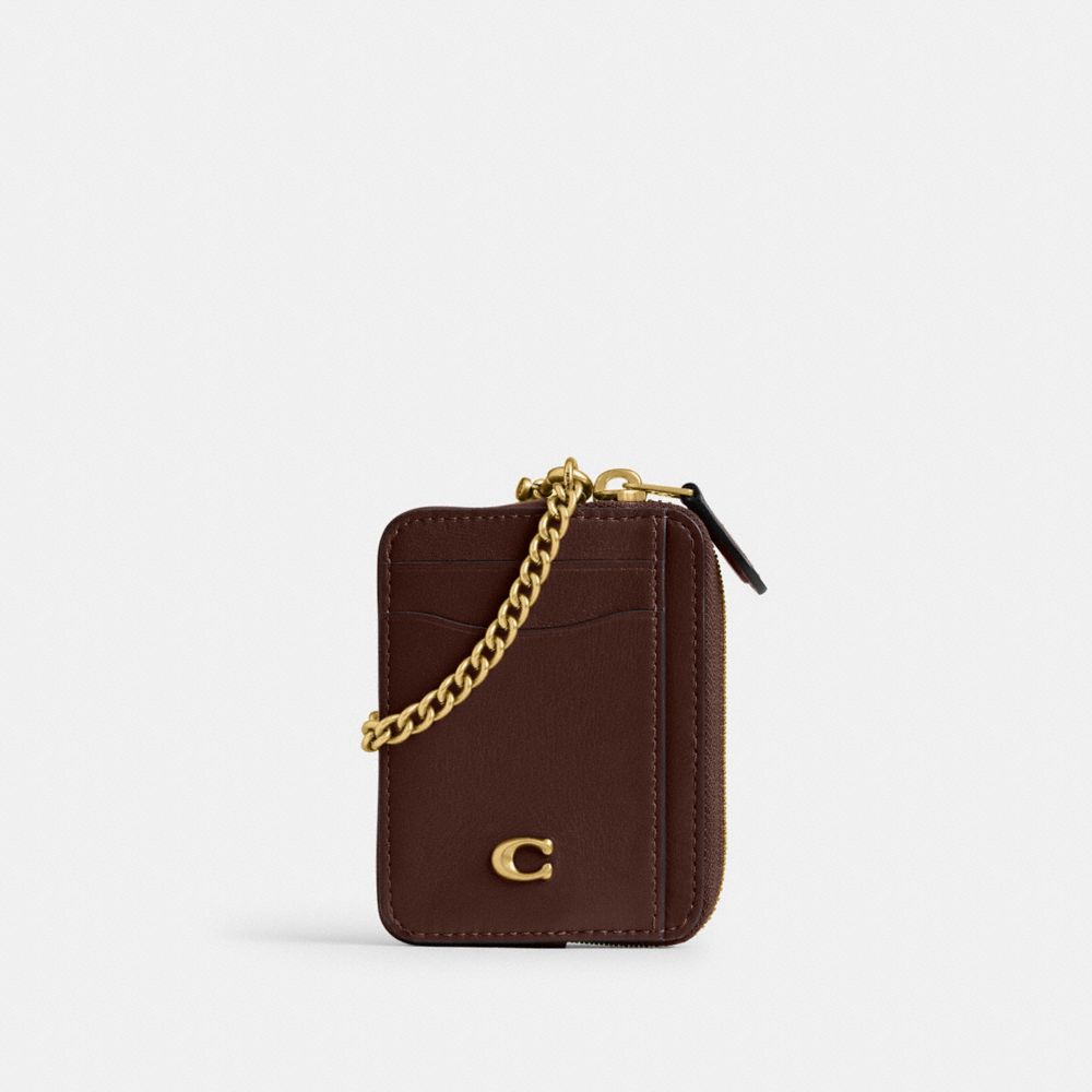 Coach Essential Chain Card Case Brass Maple