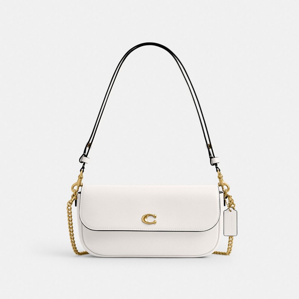 Coach Brook Flap Chain Bag Brass Chalk