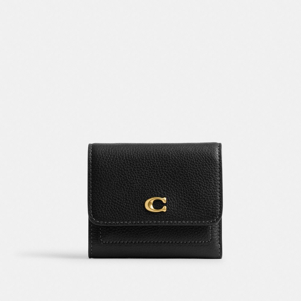 Coach Mila Small Flap Wallet Brass Black