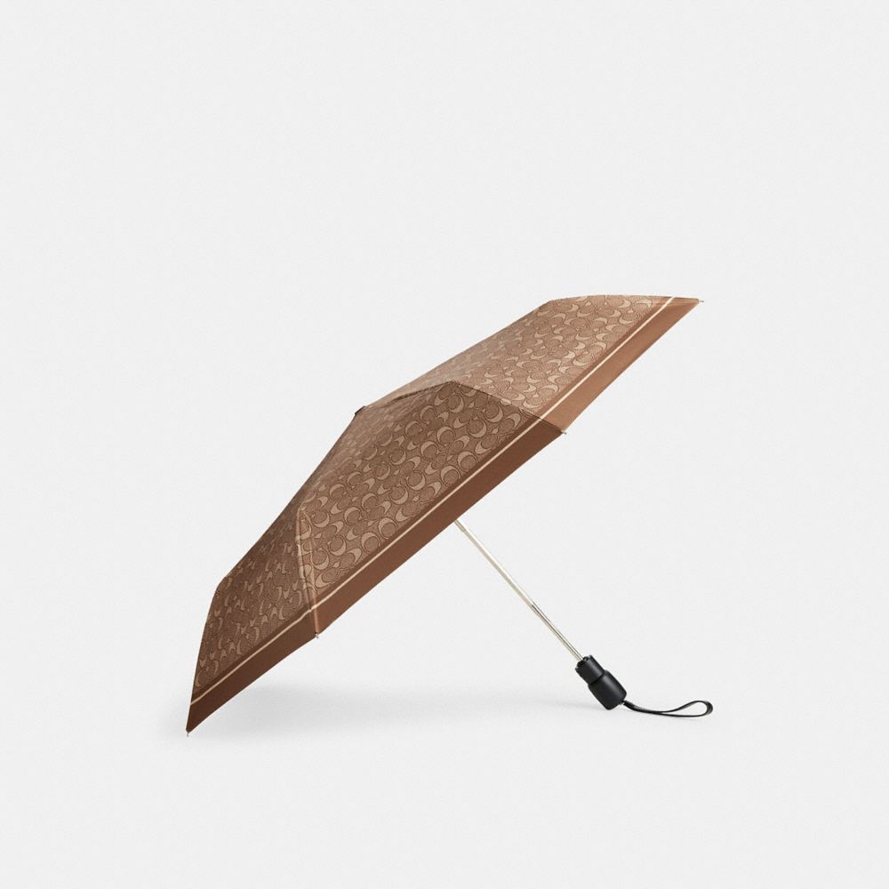 Coach Signature Umbrella Silver Tan Multi