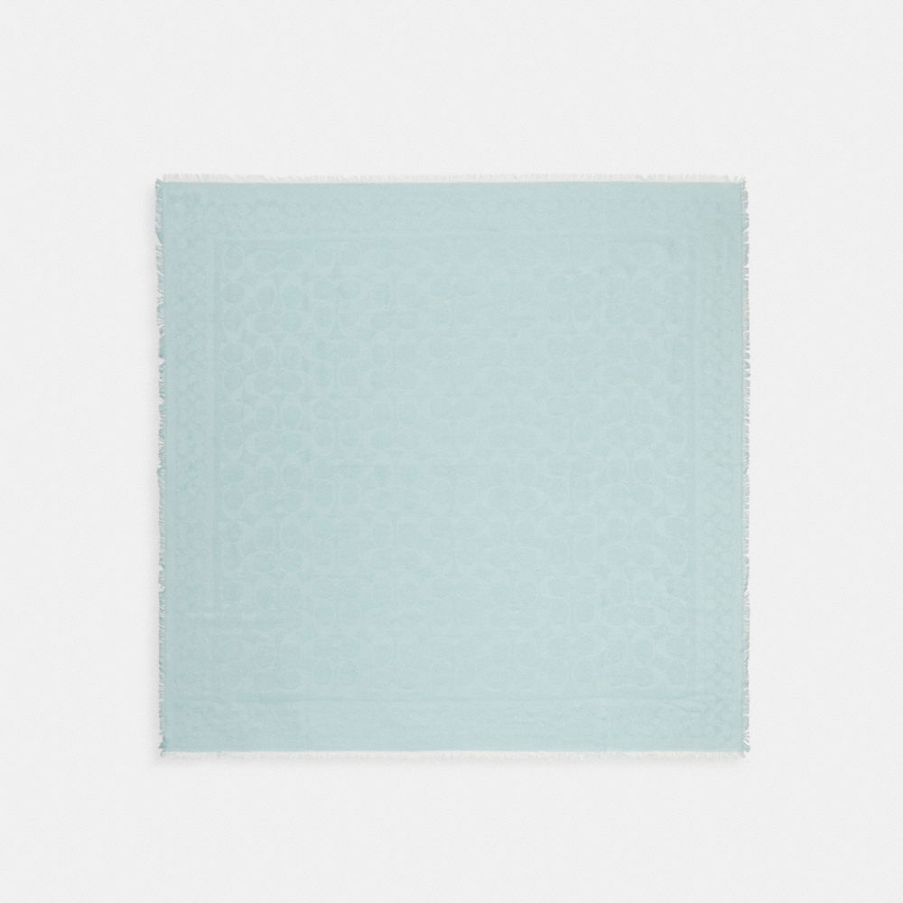Coach Signature Oversized Square Scarf Light Blue