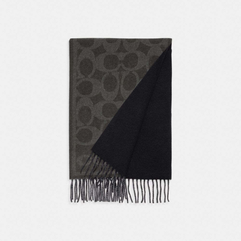 Coach Reversible Signature Cashmere Muffler Black Black