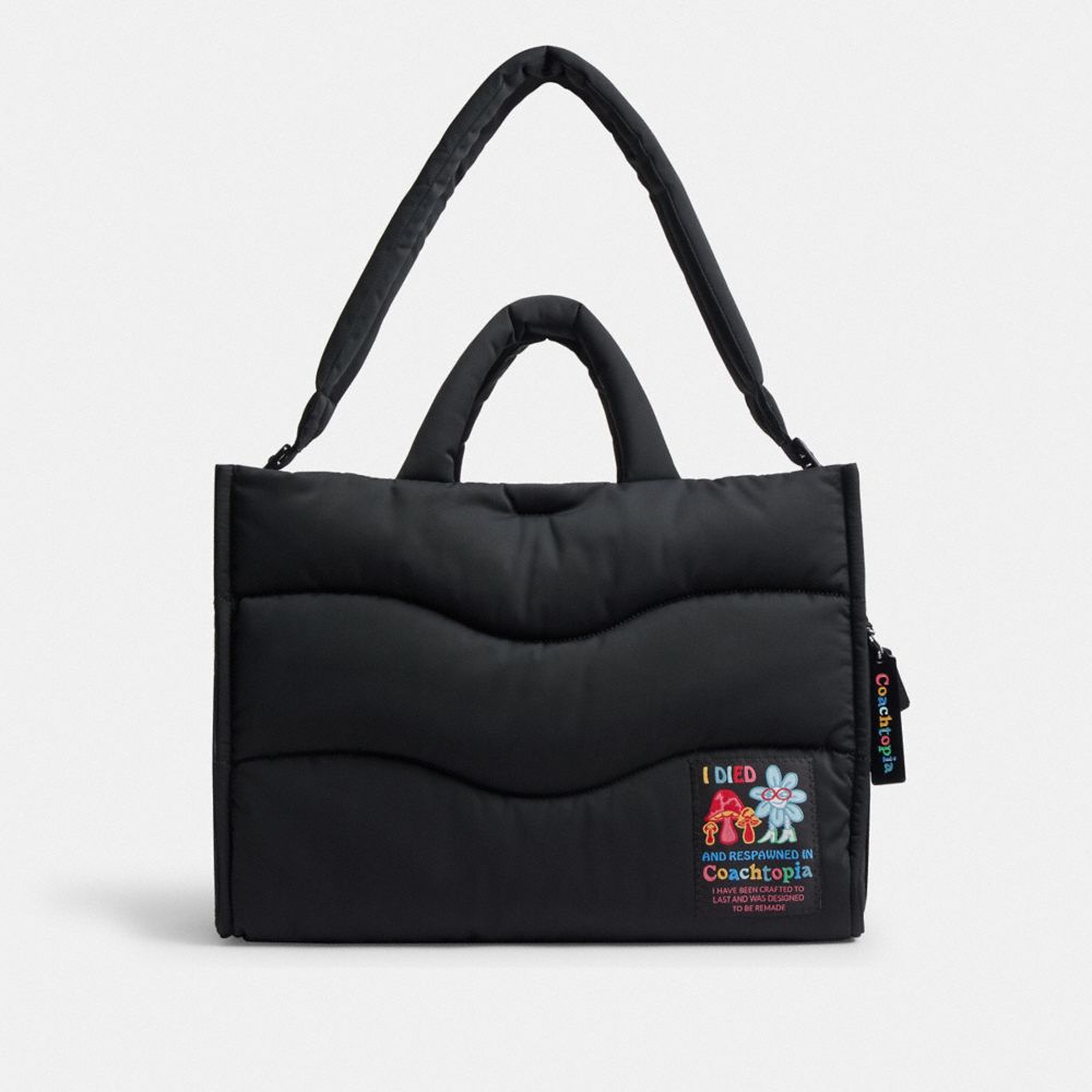 Coach Coachtopia Loop Tote With Wavy Quilting Black 2