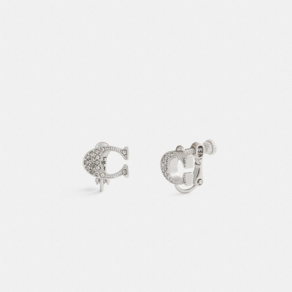 Coach Sculpted C Clip On Earrings Silver