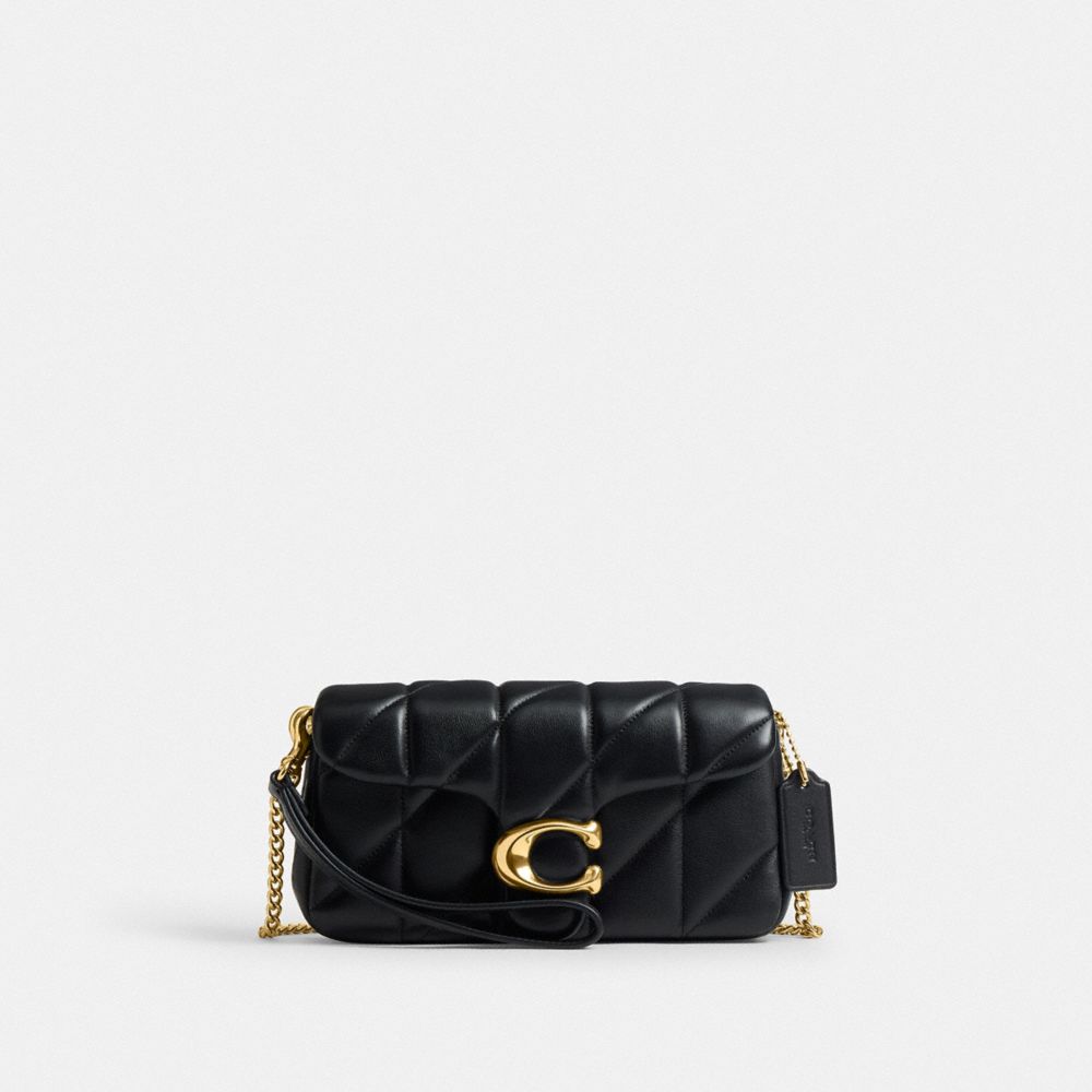 Coach Tabby Chain Crossbody Bag 19 With Quilting Brass Black
