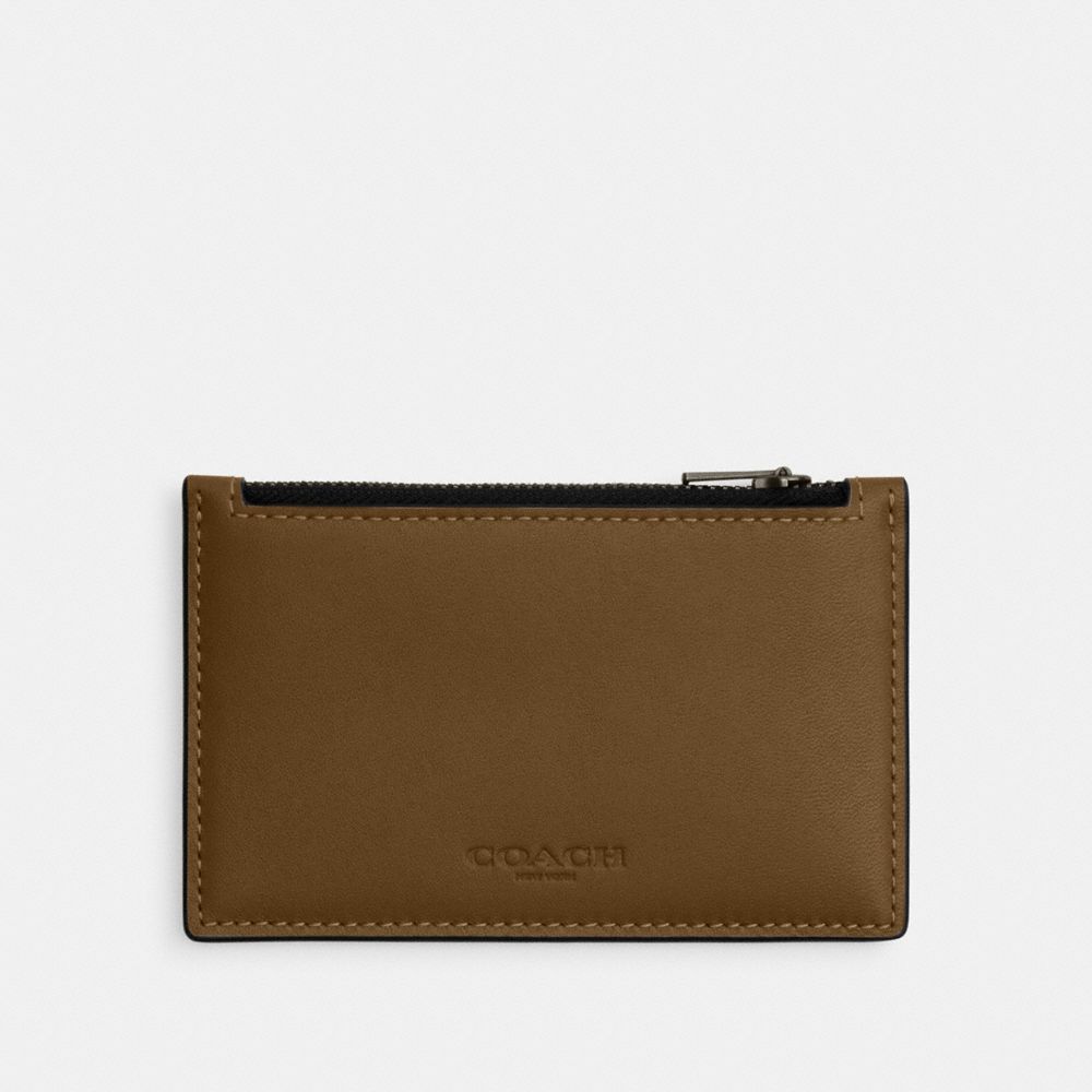Coach Zip Card Case Gunmetal Green