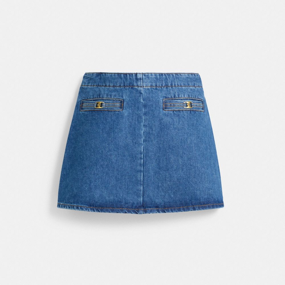 Coach Heritage C Denim Mini Skirt In Organic Cotton Medium Blue