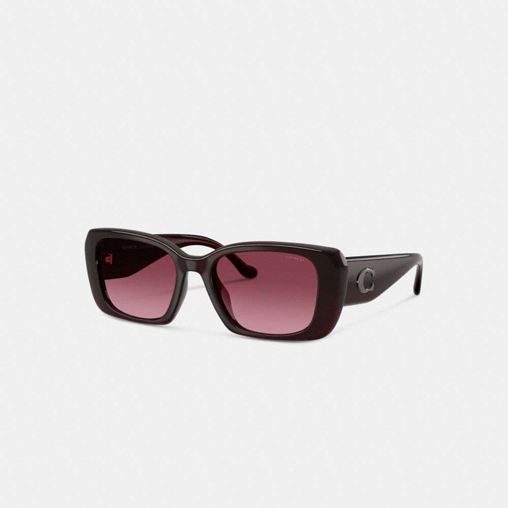 Coach Maxi Sculpted C Oversized Rectangle Sunglasses Merlot
