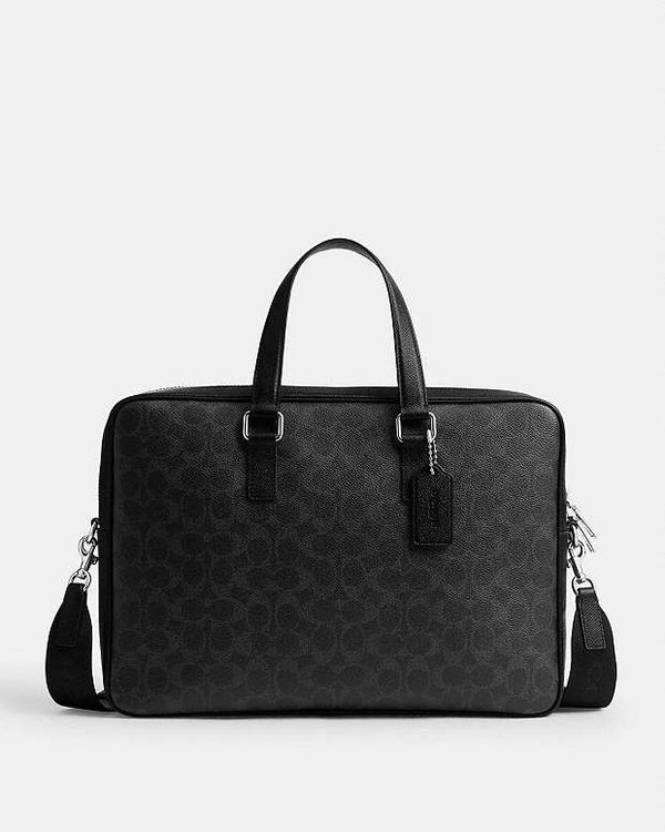Coach Caden Brief Bag In Signature Canvas Black Signature