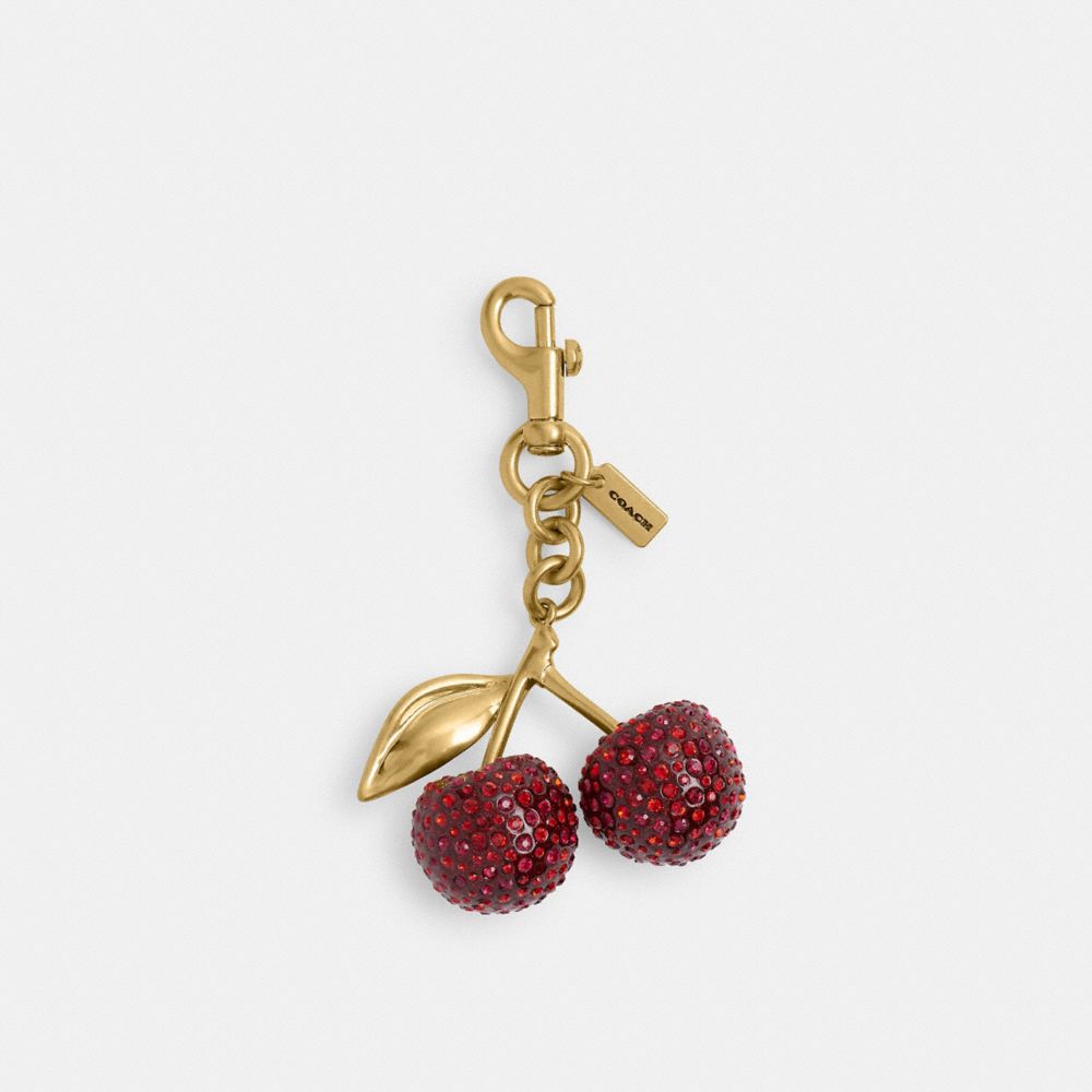 Coach Crystal Cherry Bag Charm Brass Red