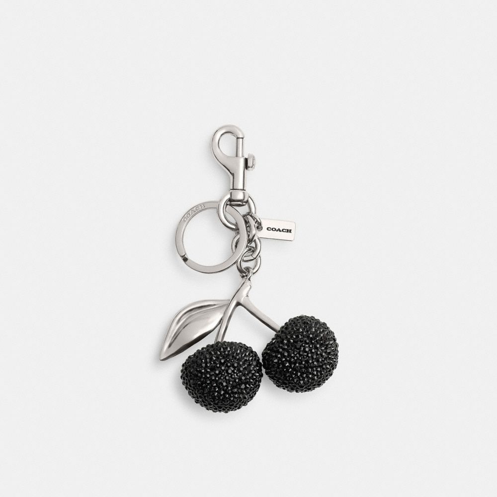 Coach Crystal Cherry Bag Charm Silver Black