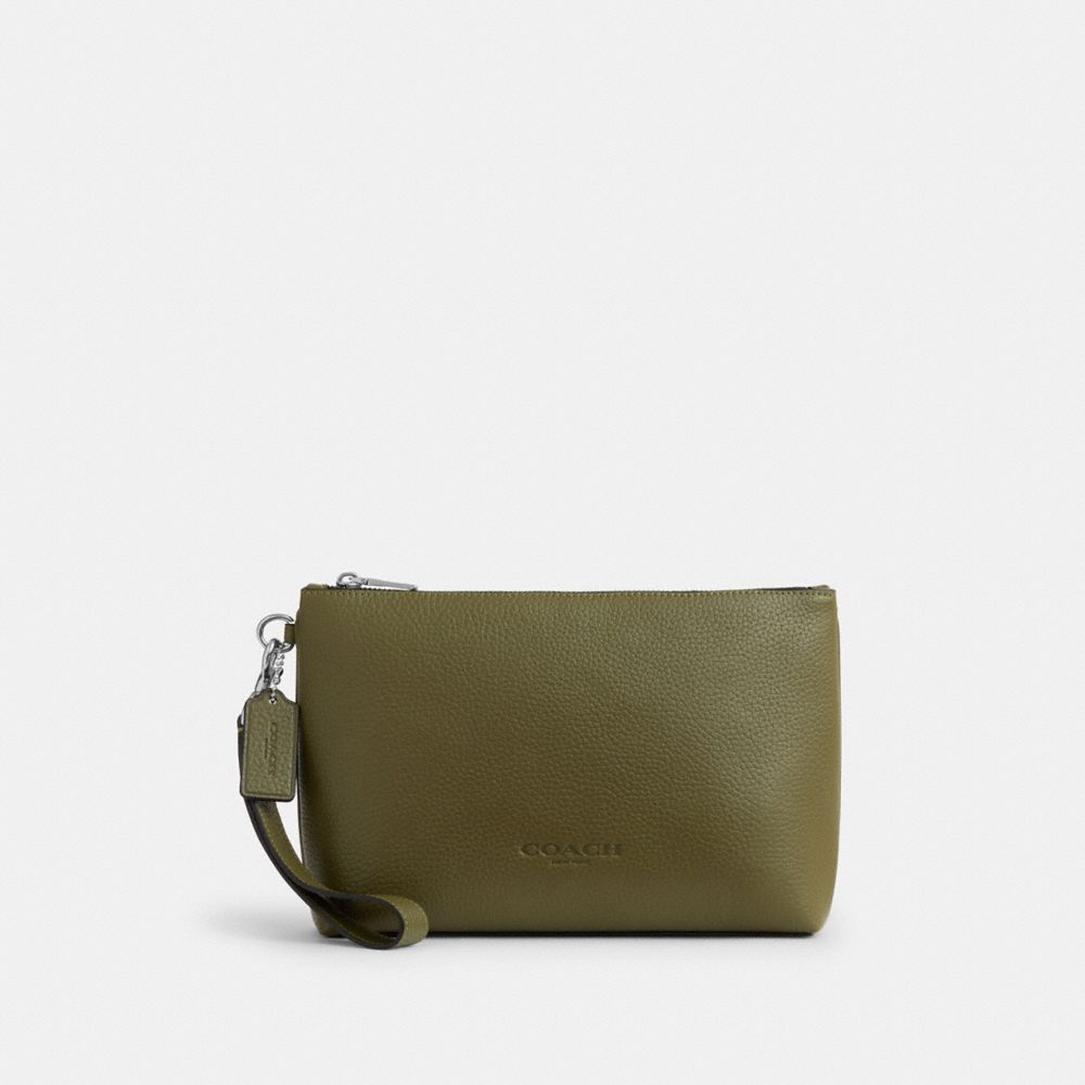 Coach Pouch Silver Olive