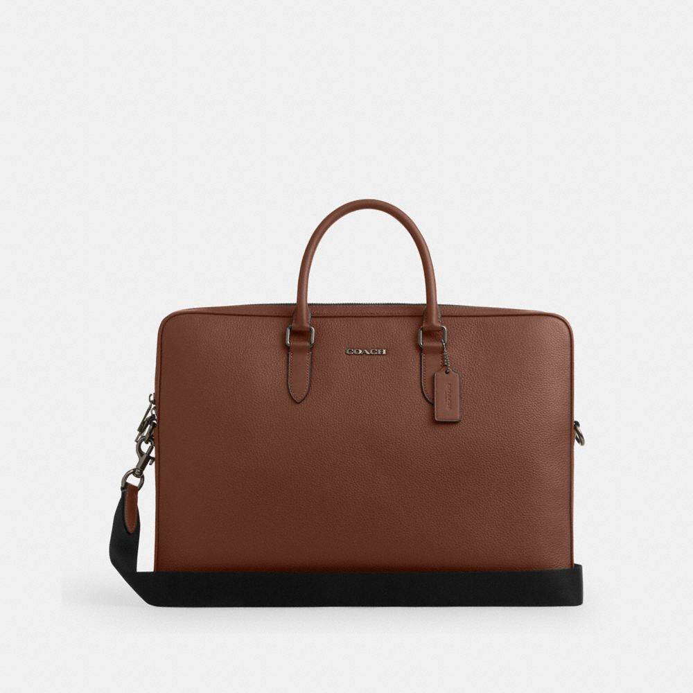 Coach Ethan Large Brief Gunmetal Saddle