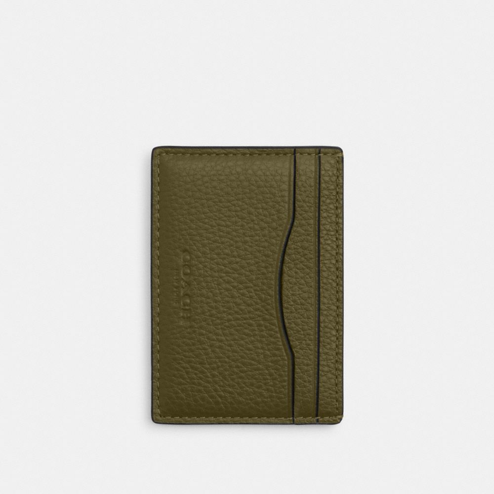 Coach Card Case With Money Clip Silver Olive