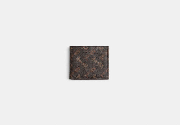 Restored Double Billfold Wallet With Horse And Carriage Print